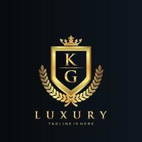 kg lettre initiale avec Royal luxe logo modèle vecteur