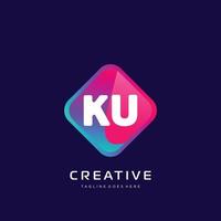 ku initiale logo avec coloré modèle vecteur. vecteur