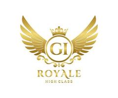 d'or lettre gi modèle logo luxe or lettre avec couronne. monogramme alphabet . magnifique Royal initiales lettre. vecteur
