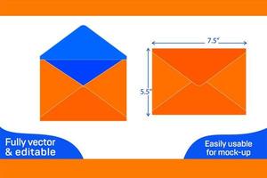 baronnial enveloppe 5.5x7.5 pouce dieline modèle vecteur