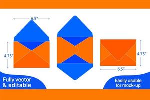 pointu rabat enveloppe ou 6 bar enveloppe 4.75x6.5 pouce dieline modèle 3d boîte vecteur