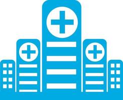 bâtiment hôpital. dans plat forme, dans moderne bleu couleur. icône vecteur logo illustration