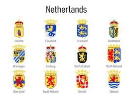 manteau de bras de le Province de Pays-Bas, tout néerlandais Régions e vecteur