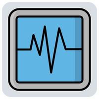 rempli Couleur contour icône pour ecg corde de sécurité. vecteur