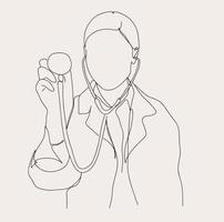 minimaliste médecin ligne art, infirmière contour dessin, hôpital ouvrier Facile esquisser, vecteur