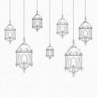 un ligne dessin de Ramadan lampe vecteur