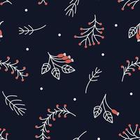 motif de Noël sans couture à partir de brins de rose sauvage, de pin et de rowan pour la conception de tissu vecteur