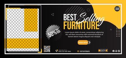 meubles vente Facebook couverture page conception, la toile bannière pour meubles produit promotion, vente bannière modèle. vecteur