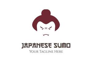 Facile minimaliste Japonais mignonne graisse sumo homme cheveux tête visage dessin animé personnage mascotte logo vecteur
