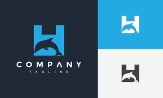 lettre h dauphin logo vecteur