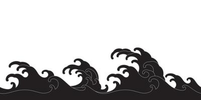 Oriental vague sans couture fond d'écran silhouette ligne art vecteur