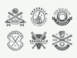 ancien base-ball sport logos, emblèmes, insignes, Des marques, Étiquettes. monochrome graphique art. vecteur illustration.