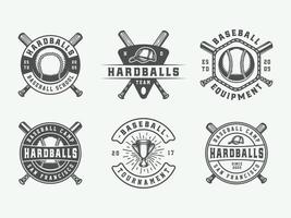 ancien base-ball sport logos, emblèmes, insignes, Des marques, Étiquettes. monochrome graphique art. vecteur illustration.