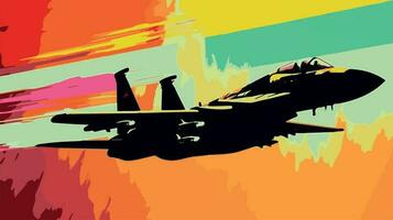 coloré illustration de f-15 militaire avion. pop art de bande dessinée vecteur dessin de vite armée