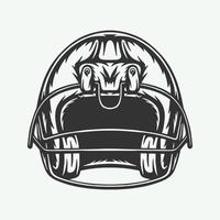 ancien rétro gravure sur bois gravure américain Football casque barre protection casquette. pouvez être utilisé comme emblème, logo, badge, étiqueter. marquer, affiche ou imprimer. monochrome graphique art. vecteur