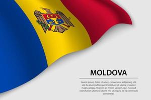 vague drapeau de Moldavie sur blanc Contexte. vecteur