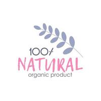 icône, logo 100 produit biologique naturel isolé sur fond blanc. cosmétiques, nourriture. style plat de vecteur