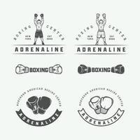 badges et étiquettes de logo de boxe et d'arts martiaux de style vintage. illustration vectorielle vecteur