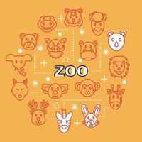 icônes de contour minimal de zoo vecteur