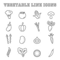 icônes de ligne de légumes vecteur