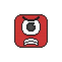 un œil rouge personnage avec en colère visage dans pixel art style vecteur