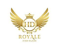 d'or lettre HD modèle logo luxe or lettre avec couronne. monogramme alphabet . magnifique Royal initiales lettre. vecteur