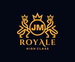 d'or lettre jm modèle logo luxe or lettre avec couronne. monogramme alphabet . magnifique Royal initiales lettre. vecteur