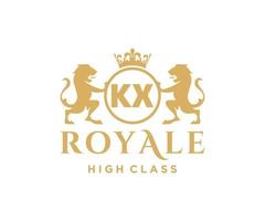 d'or lettre kx modèle logo luxe or lettre avec couronne. monogramme alphabet . magnifique Royal initiales lettre. vecteur