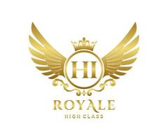 d'or lettre salut modèle logo luxe or lettre avec couronne. monogramme alphabet . magnifique Royal initiales lettre. vecteur
