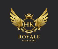 d'or lettre hk modèle logo luxe or lettre avec couronne. monogramme alphabet . magnifique Royal initiales lettre. vecteur