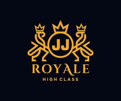 d'or lettre jj modèle logo luxe or lettre avec couronne. monogramme alphabet . magnifique Royal initiales lettre. vecteur