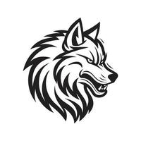 loup, logo concept noir et blanc couleur, main tiré illustration vecteur