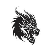 dragon, logo concept noir et blanc couleur, main tiré illustration vecteur