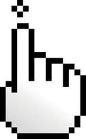 pixel illustration de une le curseur main en mouvement une petit cible, isolé sur transparent Contexte. vecteur