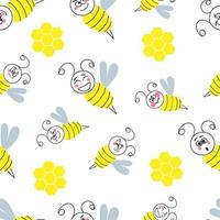 vecteur illustration sans couture modèle émotif les abeilles et mon chéri