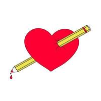 cœur percé par une crayon illustration pour la Saint-Valentin journée vecteur