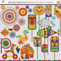 bengali Nouveau année conception élément pack 2 ces éléments pouvez être utilisé à faire bannières, affiches, ou en ligne contenu plus rapide. vecteur