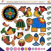 bengali Nouveau année conception élément pack 3 ces éléments pouvez être utilisé à faire bannières, affiches, ou en ligne contenu plus rapide. vecteur