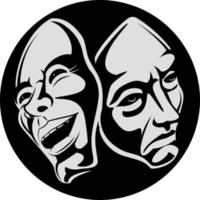 illustration de deux visage masques avec une content et triste affronter, isolé sur transparent Contexte. vecteur