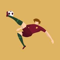 Plat Portugal Soccer Player tir balle avec fond orange Vector Illustration