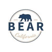 emblème logo avec ours silhouette. sauvage Ouest ancien Californie badge. vecteur illustration.