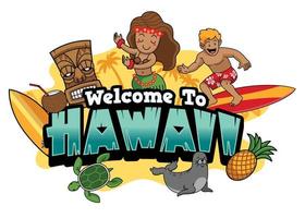 Bienvenue à Hawaii dessin animé style vecteur
