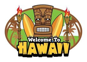 Bienvenue à Hawaii tiki salutations vecteur