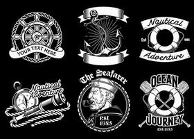 badge conception collection de nautique concept vecteur