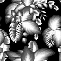 nuit exotique jungle avec monochromatique tropical les plantes feuilles sans couture en tissu T-shirt. ancien fond d'écran noir Contexte. tropical Contexte. exotique la nature fond d'écran. jungle feuillage illustration. vecteur