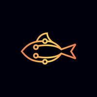 animal poisson nager technologie moderne logo vecteur