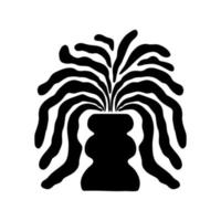 matisse inspiré élément vase avec abstrait floral plante. noir contemporain botanique minimaliste poterie. moderne vase avec feuilles. antique, ancien céramique. main tiré isolé vecteur illustration