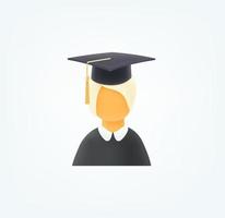 jeune fille étudiante avec graduation cap 3d illustration vectorielle de style vecteur