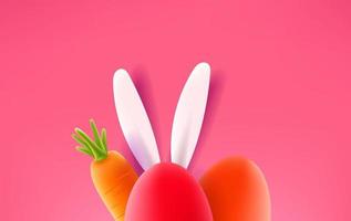 joyeuses fêtes de Pâques. bannière de Pâques avec des éléments réalistes. Illustration vectorielle mignon style 3D vecteur