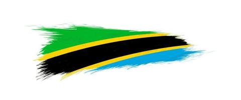 drapeau de Tanzanie dans grunge brosse accident vasculaire cérébral. vecteur